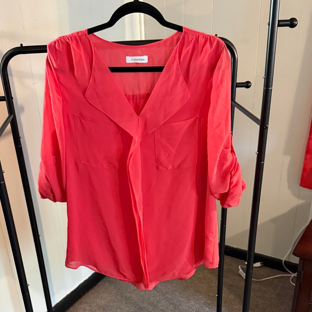 Calvin Klein Coral Blouse size L